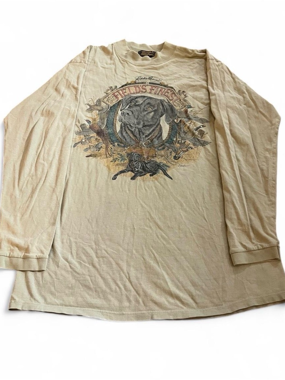 Vintage 90s Eddie Bauer Shirt Long Sleeve L Dog Fields Finest Outdoors